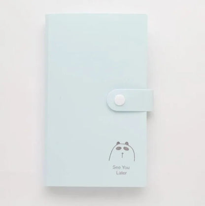 PVC business card holder book with protective shell and smile logo, measuring 190mm by 120mm