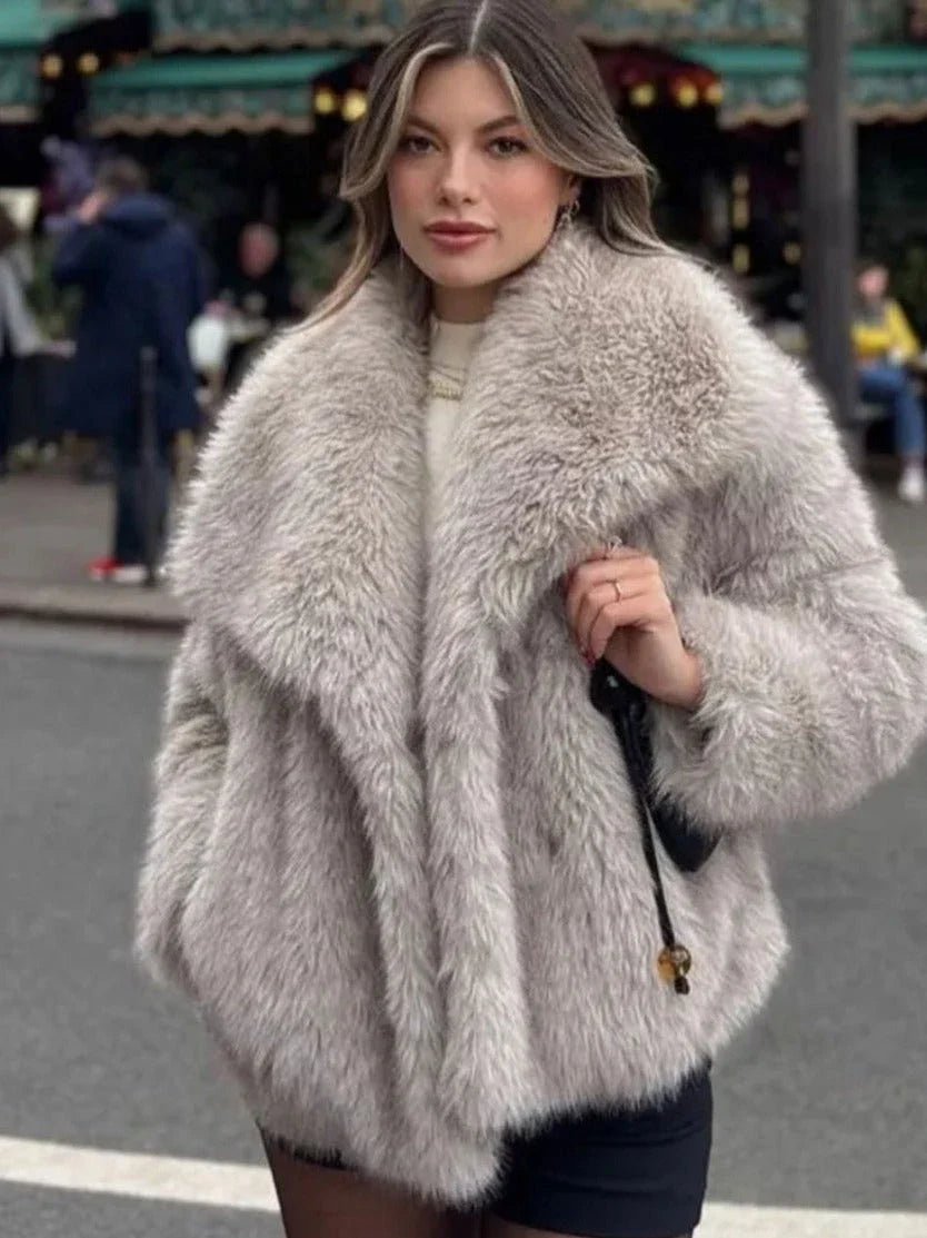 Cozy and stylish plush winter coat for women in various colors and sizes