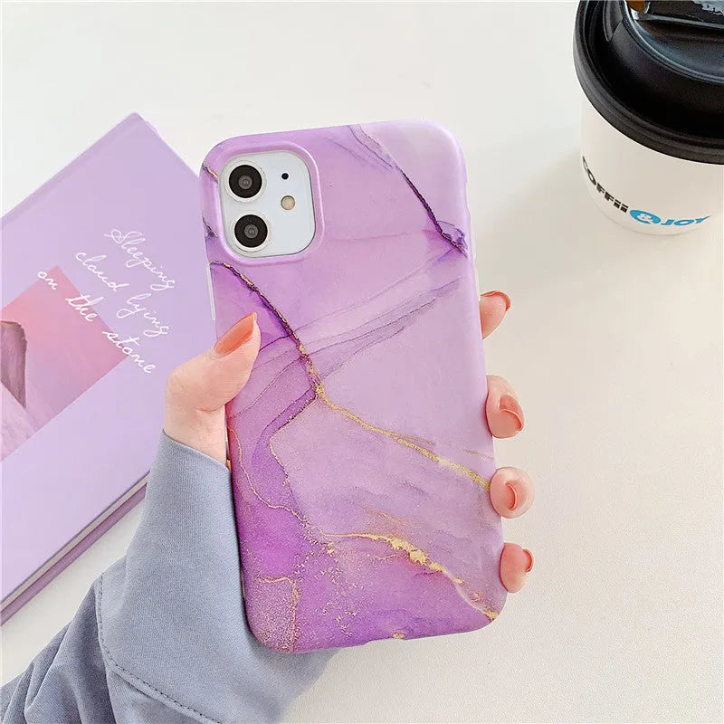 Cartoon marble pattern TPU back cover case for iPhone in various colour options
