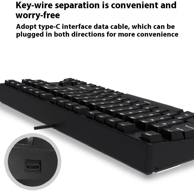 87-key wired mechanical gaming keyboard with dual-colour keycaps and hot-swap switches