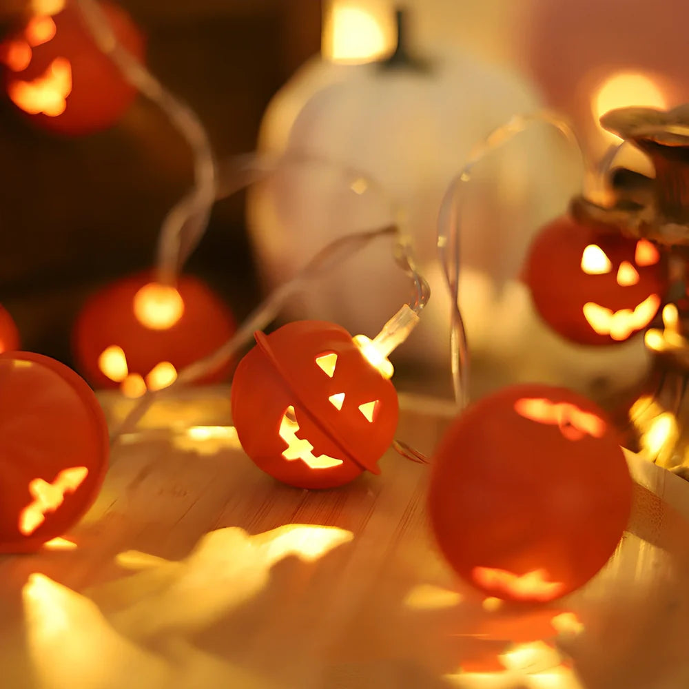 Halloween pumpkin decorative lights with warm white LEDs in iron shells for outdoor seasonal displays