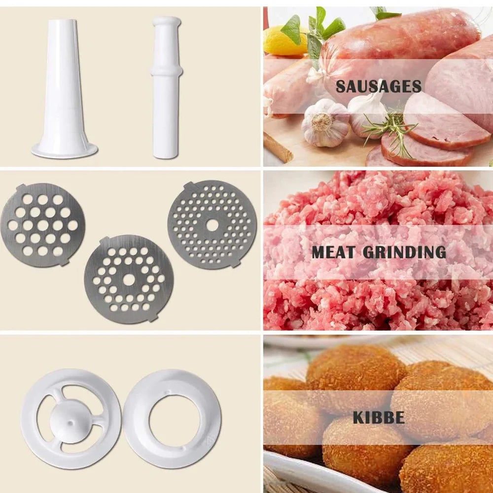 Red electric meat grinder with 800W motor processing 800g per minute with food grade materials