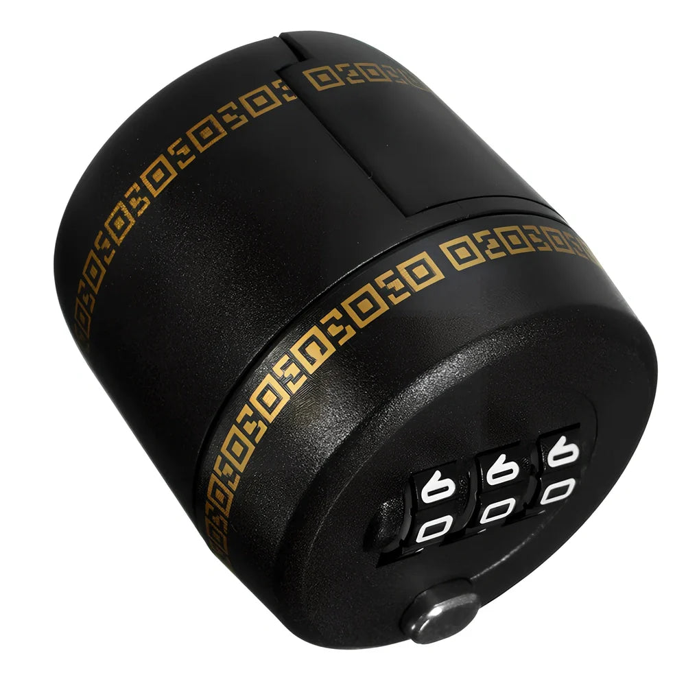 Black plastic wine stopper with combination lock and 43mm vacuum seal for wine preservation