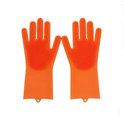 Silicone gloves with heat-resistant and non-slip design for versatile cleaning and cooking tasks