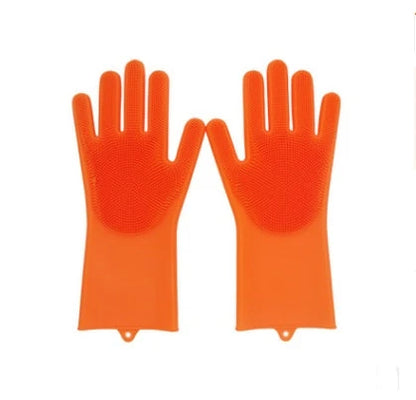 Silicone gloves with heat-resistant and non-slip design for versatile cleaning and cooking tasks