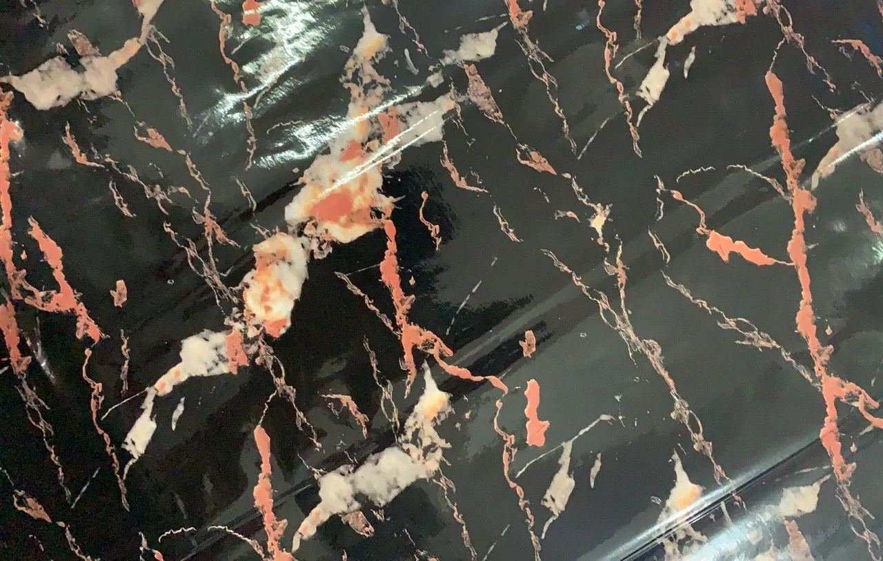 Elegant imitation marble furniture wallpaper with waterproof and heat-resistant properties for easy kitchen, bathroom, and home decor updates