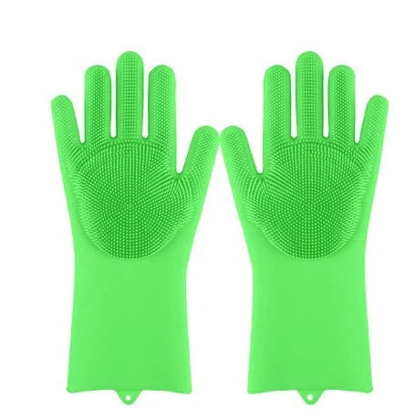 Silicone gloves with heat-resistant and non-slip design for versatile cleaning and cooking tasks