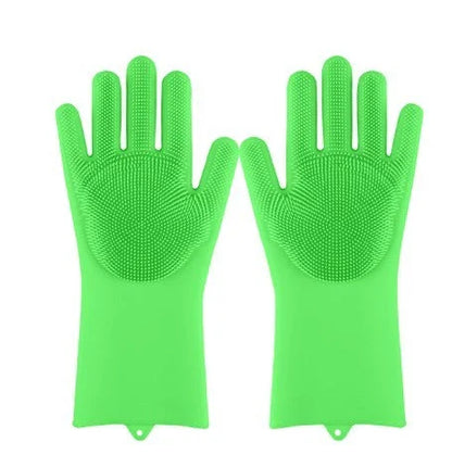 Silicone gloves with heat-resistant and non-slip design for versatile cleaning and cooking tasks
