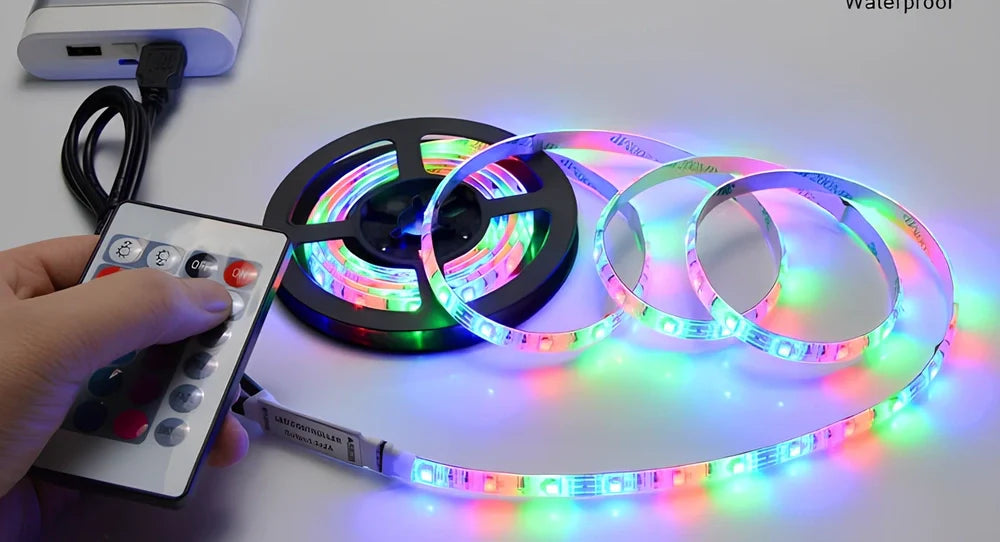 5 metre flexible LED strip lighting with 60 LEDs per metre and waterproof coating