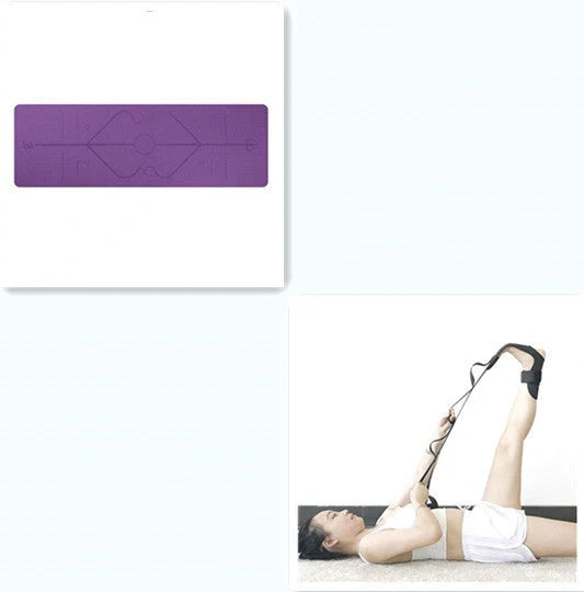 Eco-friendly non-slip TPE yoga mat with position lines for beginners