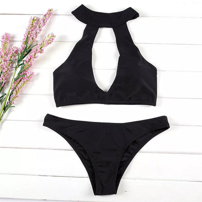 European and American bikini in black, made with cow milk silk fabric
