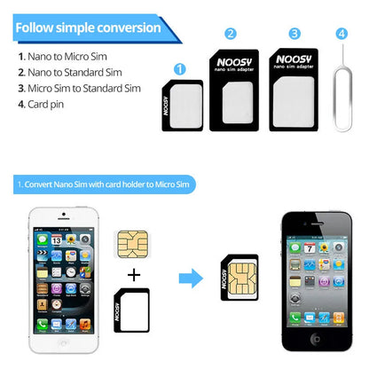 SIM restore four-in-one mobile phone card adapter set with three SIM converters and card picking pin