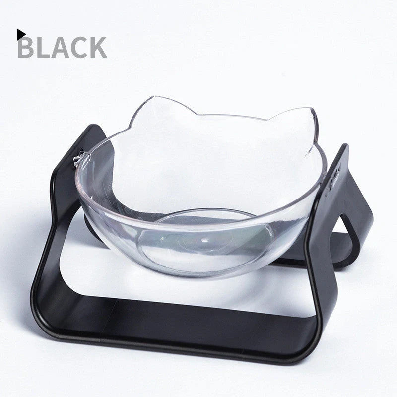 Adjustable Oblique Mouth Cat Bowl in Pearl White, Cherry Pink, Ocean Blue, and Bamboo Charcoal Black