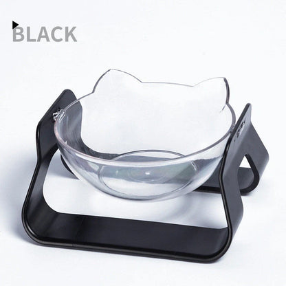 Adjustable Oblique Mouth Cat Bowl in Pearl White, Cherry Pink, Ocean Blue, and Bamboo Charcoal Black