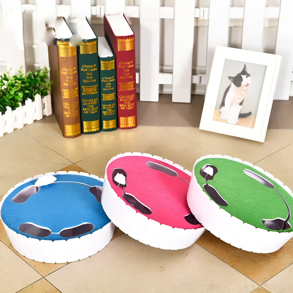 Automatic rotating mouse cat teaser toy, 26cm diameter, with remote control and two speed settings