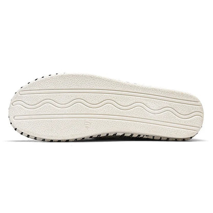 Men's beige and black cloth slip-on casual summer shoes with round toe
