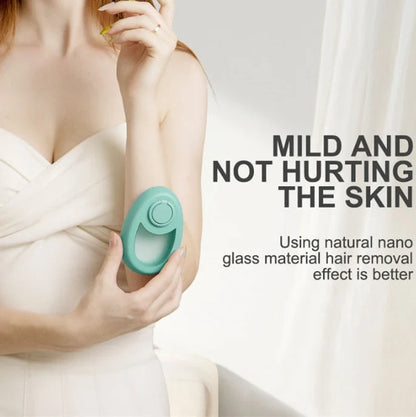 CJEER crystal hair removal device in green, purple, or black with metal ring on back