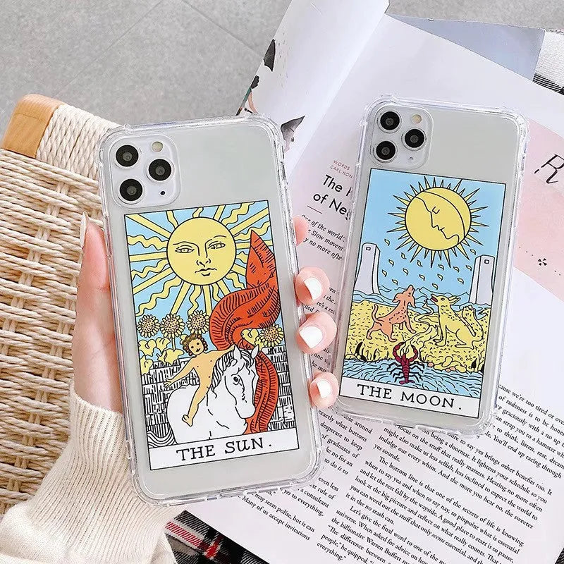 Silicone TPU iPhone case with mythology comic cartoon design showing sun artwork