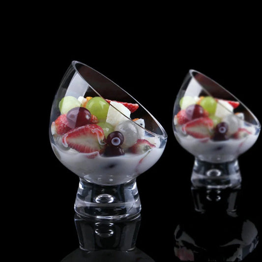 Diagonal Salad Cup with gold-edged rim and irregular shape design