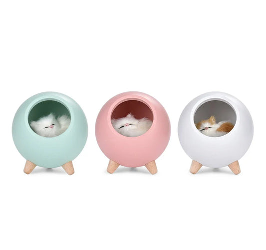Ambient LED nightlight with beech and ABS construction, providing soft, adjustable lighting in white, pink, and green