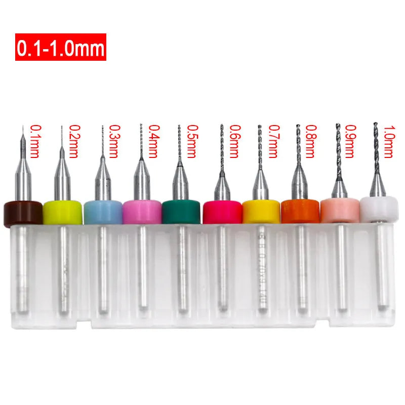 Tungsten steel PCB drill bits with fixed shank and 0.1-1.2mm blade diameter for circuit board drilling