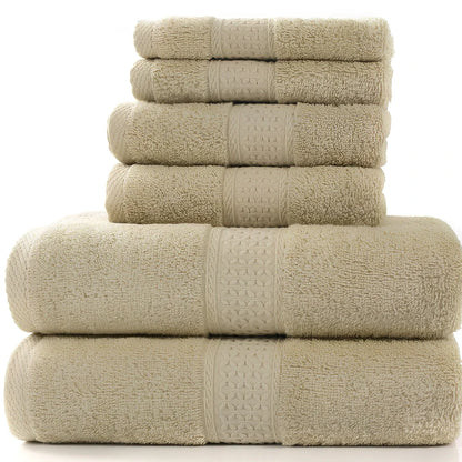 Pure cotton towel set showing bath towel, towel, and square towel in bamboo green colour