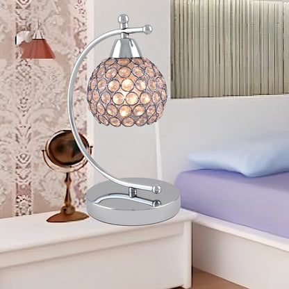 Crystal table lamp with chrome iron body measuring 31cm height