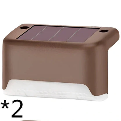 Coffee-coloured solar step light with solar panel, dimensions 78x45x42mm