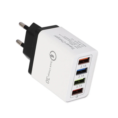 Powerful 4-Port USB Wall Charger with Quick Charge 3.0 for Phones and Tablets