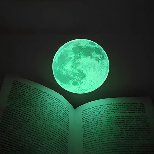 30cm green fluorescent moon wall sticker glowing in dark room