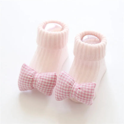 Cotton baby floor socks in multiple designs for infants aged 0-3 months