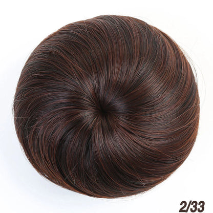 Synthetic hair wig with decorative flower buds in various shades