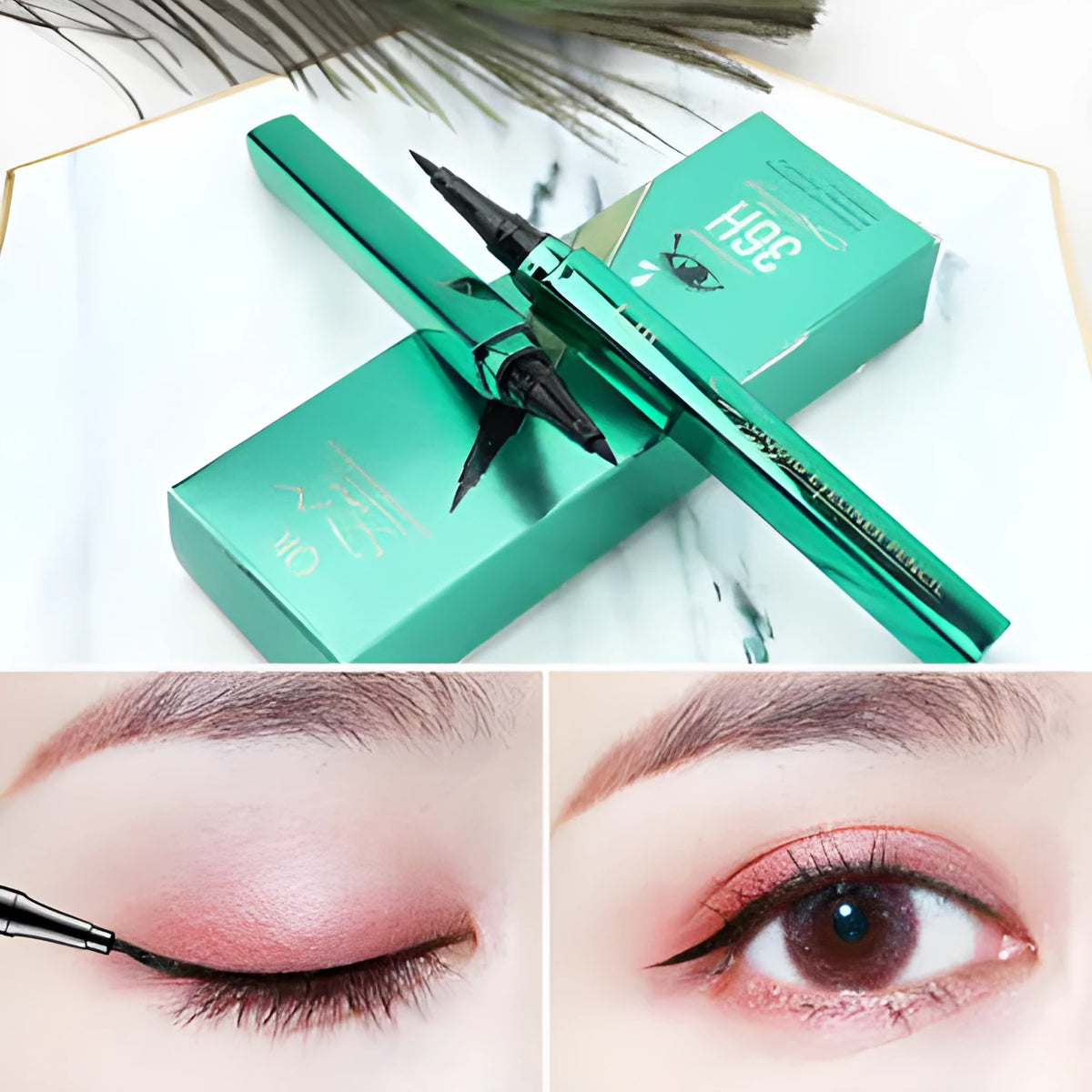 Beginners eye liner in jade green, 1g, with long-lasting makeup effect and warm water removable formula