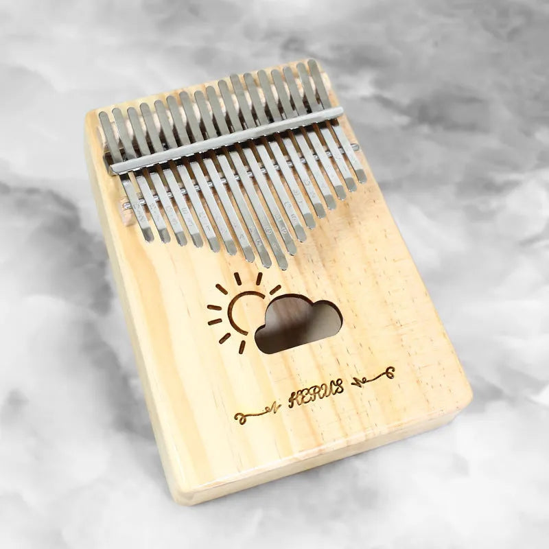 Basswood beginner thumb piano kalimba with no-lacquer finish, available in seven styles including Clouds and Gothic.