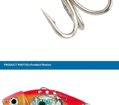 Blue and red Metal Vib electronic fishing lure with luminous metal finish