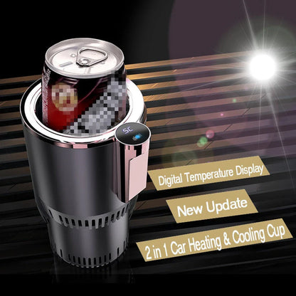 Versatile car cup holder with digital temperature control, non-slip design, and the ability to keep drinks hot or cold on the go