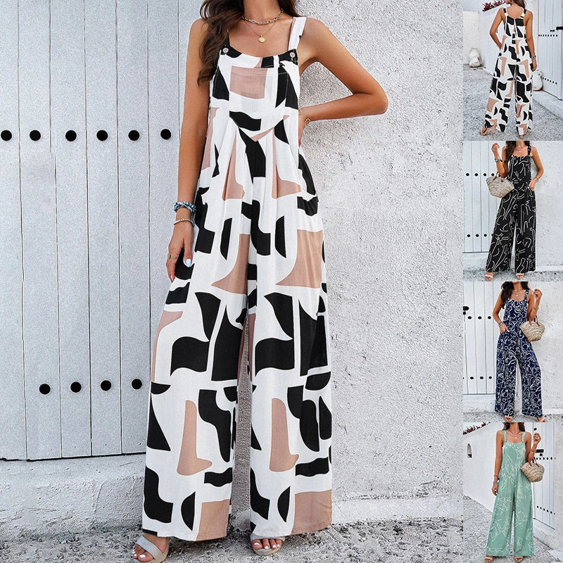 Women's square neck jumpsuit with pockets in various colours
