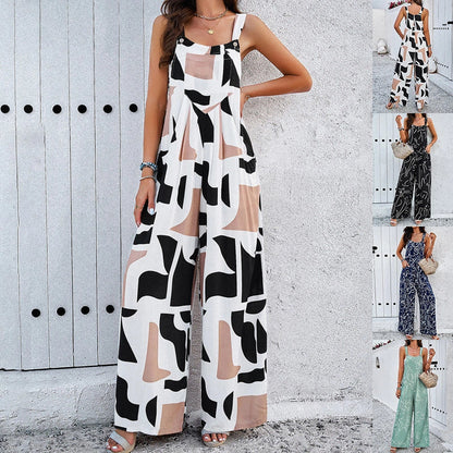 Women's square neck jumpsuit with pockets in various colours
