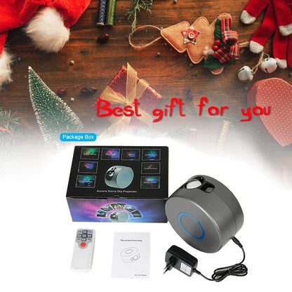 Enchanting starry sky projector with dynamic colour lighting, creating a mesmerising atmosphere in a bedroom or living space
