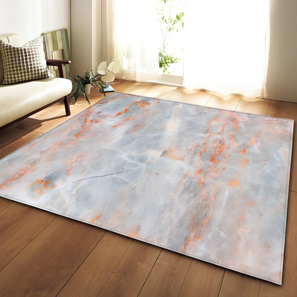 Polyester marble pattern carpet in 121.9x160cm and 50x80cm sizes for floor protection