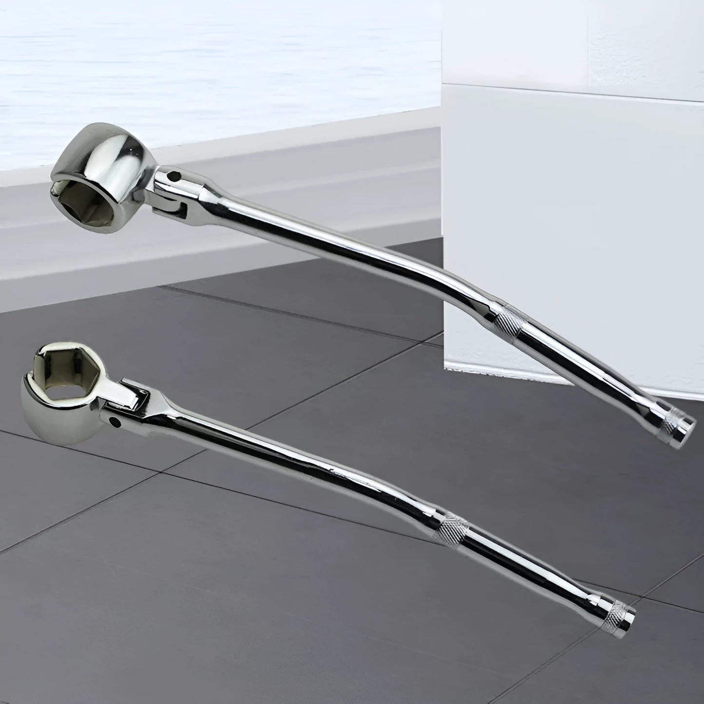 22mm hexagonal socket wrench for oxygen sensor removal with chrome finish