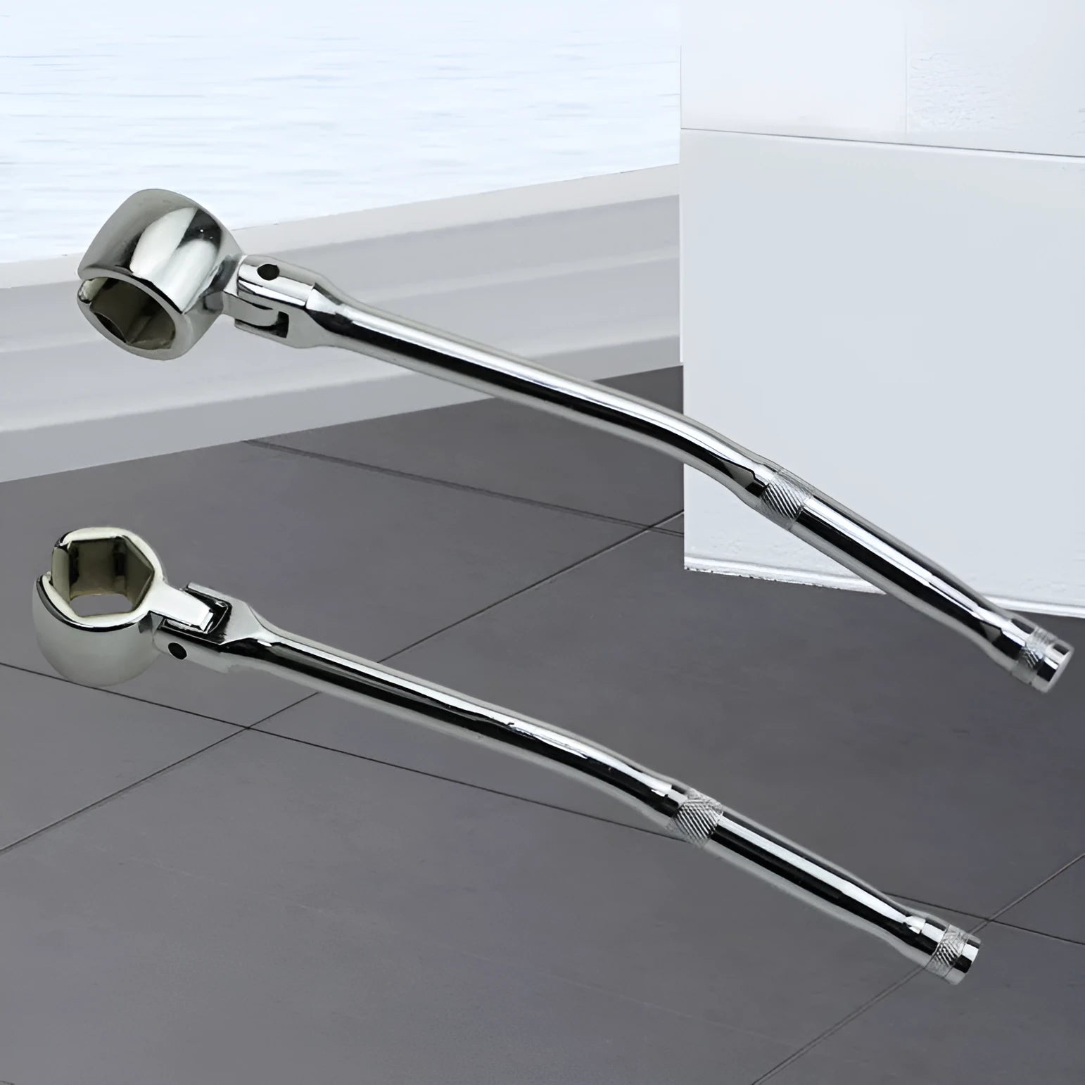 22mm hexagonal socket wrench for oxygen sensor removal with chrome finish