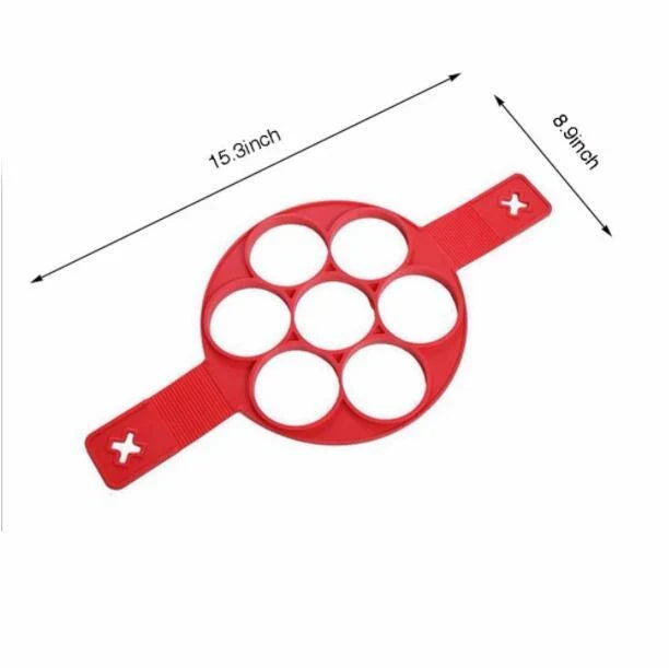 Nonstick silicone pancake maker with seven cavities for creating perfectly shaped pancakes easily