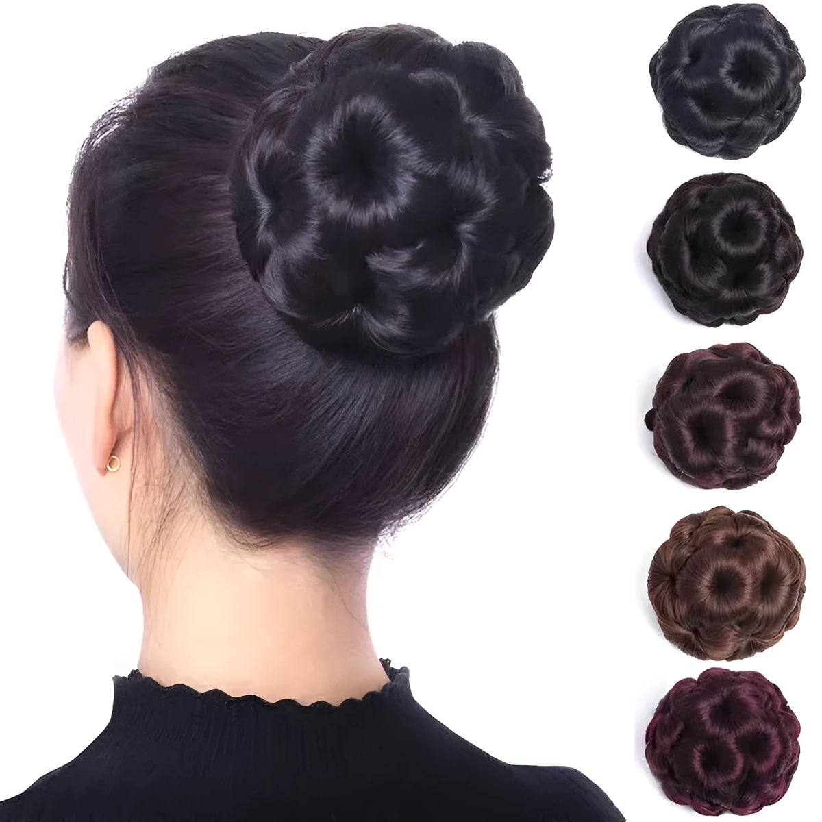 High temperature silk wig hair ring for short hair bun and nine flower ball head bridal costume styling