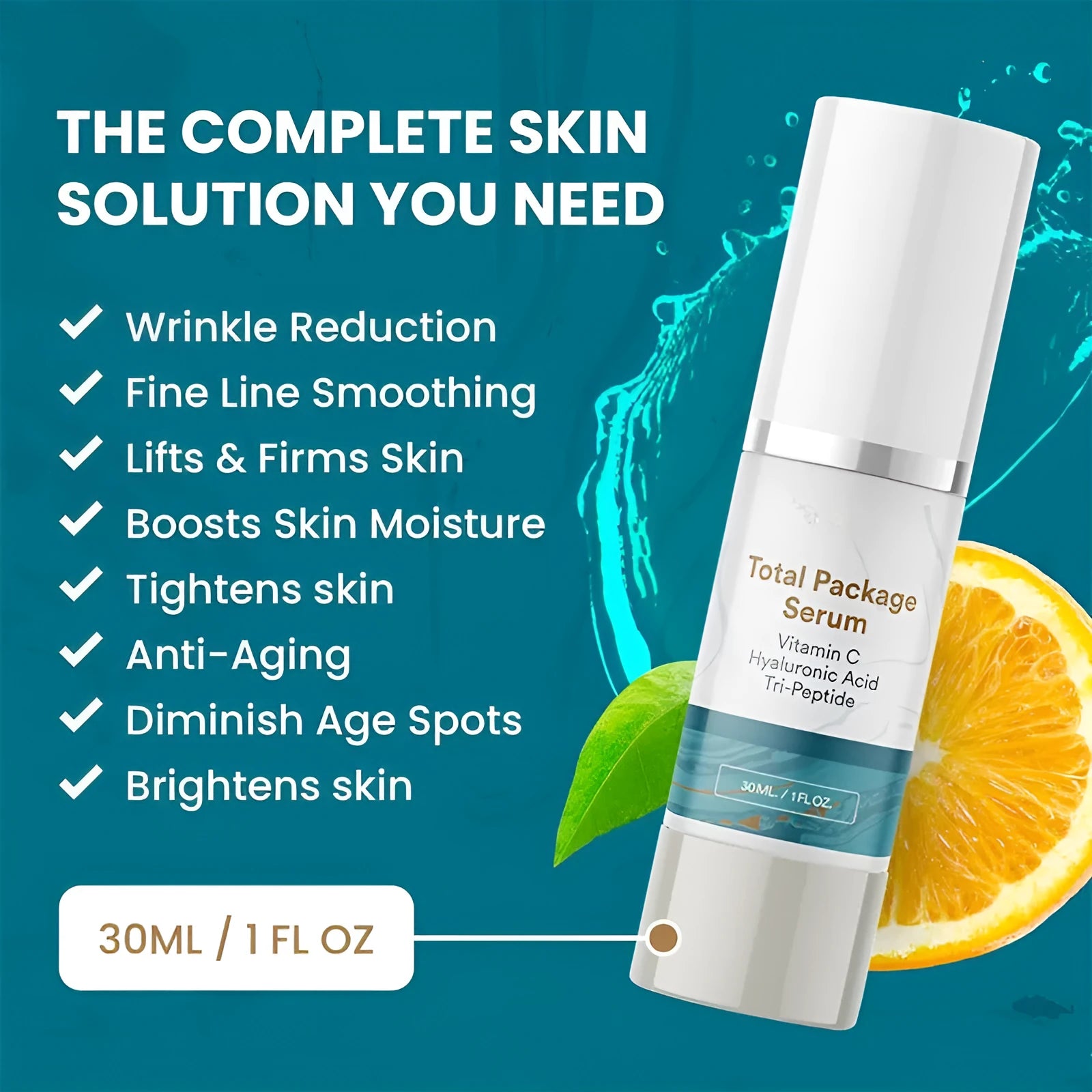 30ml facial essence bottle with moisturising and brightening skincare properties