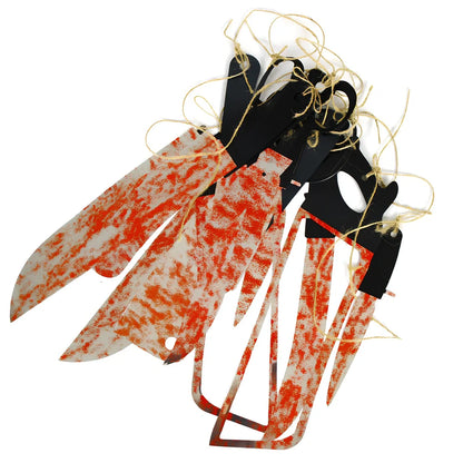 Halloween blood knife decoration set with 12 weapon props on 2.2 metre string
