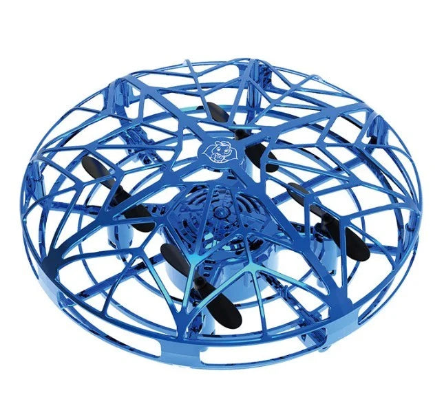 Futuristic mini drone helicopter with UFO-inspired design, automatic obstacle detection, and intuitive controls