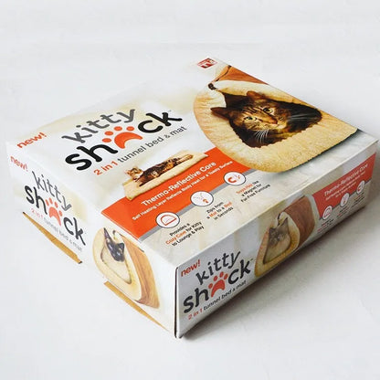 Brown cat tunnel 90cm by 57cm with suede and plush fabric, spray cotton filling and rustling paper