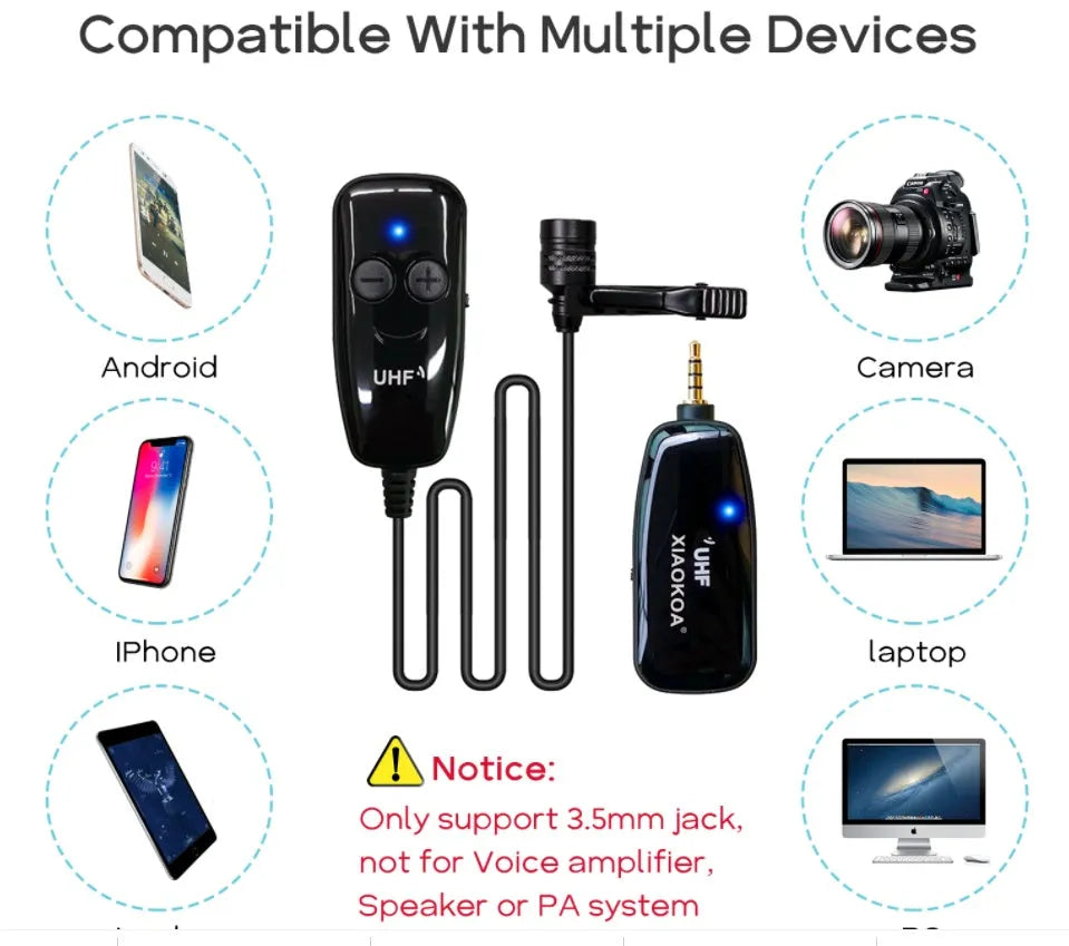 Black omnidirectional lavalier lapel microphone with a 3.5mm plug for mobile phones on a white background.