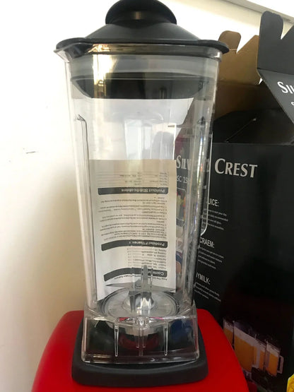 Red multifunctional juicer blender with 3000W motor, container, and base for kitchen food processing
